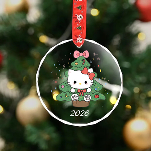 Ornement en verre cristal rond scintillant - Décoration élégante pour arbre de Noël, gravure photo personnalisable, cadeau de Noël pour <span class=keywords><strong>elle</strong></span> - Product Image 3