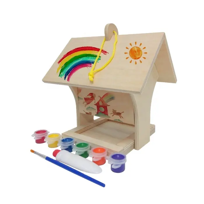 Образовательные детские игрушки «сделай сам», деревянный домик для птиц, кормушка для птиц, сделай сам, Раскрась своими руками для детей
