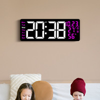 Grande horloge murale numérique électrique en ABS, design abstrait moderne à face unique, affichage LED LUMINOVA multifonctionnel avec semaine et heure d'été