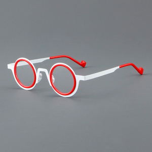 Montura de gafas de titanio para mujer, montura Vintage de titanio, bonita y redonda para lectura de <span class=keywords><strong>miopía</strong></span>, gafas ópticas graduadas progresivas - Product Image 4