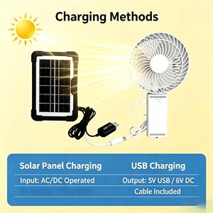 Ventilateur de camping solaire mécanique fiable avec lumière, rechargeable par énergie solaire, lampe de camping solaire - Product Image 1