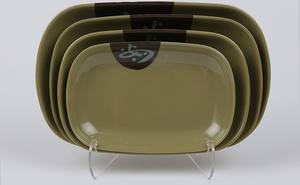 Assiette en mélamine moderne, plat en plastique, vaisselle colorée, série de marmites rectangulaires - Product Image 5