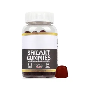 Private Label Shilajit Gummies 500mg with Chaga Ashwagandha Fulvic Acid and Trace B12 D2 Naturally Vegan Ayurveda Humic