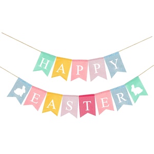 DAMAI Happy Easter Banner Easter Chicken Egg Bunny Felt Garland for Easter Decorations Spring Themed Party Favors Supplies - Product Image 4