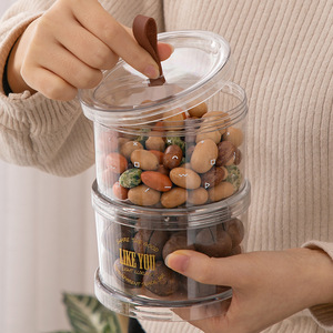 Transparent Airtight Food <b>Storage</b> <b>Containers</b> Cylinder Stackable With Buckle Lid For Snacks Dried Fruit Kitchen Use - Product Image 2