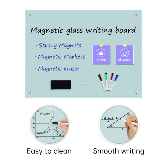 Wall Frameless Transparent Magnetic Tempered Glass Writing Board For Hospital Office Notice