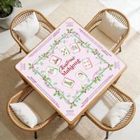 Tapis de table de mahjong de Noël avec design antidérapant, forme carrée durable, motif agneau de la vallée et houx, en terre de diatomées