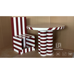 Factory Wholesale Price <b>Round</b> White Red Stripped Coffee <b>Table</b> Living Room <b>Small</b> Wooden Top Coffee <b>Table</b> Stripped Coffee <b>Table</b> - Product Image 5