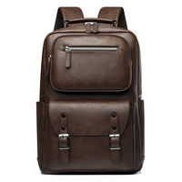 Sac à dos pour ordinateur portable en cuir PU pour homme, sac à dos d'affaires imperméable, grande capacité, sac pour ordinateur portable pour le travail et les voyages