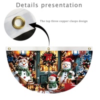 Drapeau de Noël en demi-éventail en gros, motif Père Noël, décoratif et personnalisé, pour rassemblement familial, avec 3 attaches en cuivre