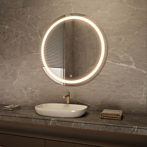 Espejo LED redondo sin marco con halo interior esmerilado y diseño ultra delgado - Product Image 2