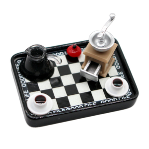 Miniature de <span class=keywords><strong>maison</strong></span> de poupée : Ensemble de jeu cafetière et grains de café, modèle de nourriture pour le thé du matin, en papier, pour <span class=keywords><strong>maison</strong></span> de poupée - Product Image 2