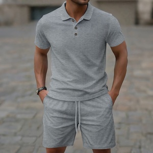 Men's Summer Casual Polo Shirts Shorts Pants <b>Set</b> Breathable Soft Fabric Stand Collar Casual Suit for Men - Product Image 3