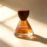 Flacon de parfum en verre conique de luxe de 50 ml avec pulvérisateur, personnalisable avec logo et couleur de pulvérisation