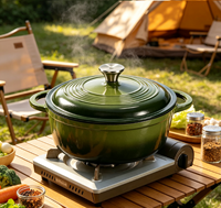 Cocotte en fonte émaillée avec couvercle, ustensile de cuisson robuste, pot en fer pour braiser, faire mijoter, rôtir, compatible avec toutes les plaques de cuisson