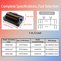 Konektor Kotak Kabel AOSI Automotive 1-In Multi-Out DIN Rail-Mounted dengan Kontak Tembaga 300V, Housing Plastik, Tipe Male