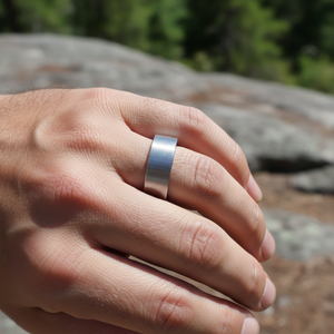 Anello da uomo classico THX Jewelry da 8 mm in carburo di tungsteno spazzolato con parte superiore <span class=keywords><strong>piatta</strong></span>, per matrimonio o fidanzamento - Product Image 4