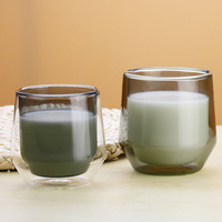 Tasse à thé moderne en verre coloré double couche, en borosilicate haute résistance, écologique, anti-brûlure, disponible en plusieurs tailles