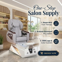 Ensemble de meubles de salon, table de manucure avec plateau en marbre, chaise de massage shiatsu écologique grise, chaise de pédicure