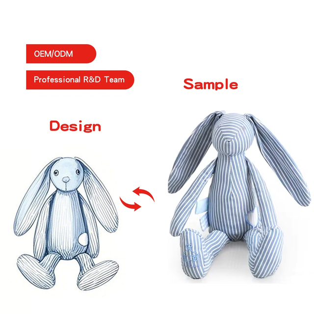 Striped Bunnies Rabbit Manufacturer Modern Design Different Cute Custom Soft Plush Stuffed Animal Toys for Baby