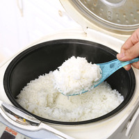 Ensemble de deux cuillères à riz en plastique, blanc translucide, manche incurvé, résistant à la chaleur, antiadhésif, pour service au cuiseur à riz