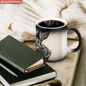 Frosted Black Matte <b>Ceramic</b> <b>Mug</b> 11oz Heat Activated Daily Drinking Cup - Product Image 3