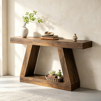 Table console rétro en bois avec structure géométrique, table d'appoint décorative pour entrée, couloir, salon ou près du canapé