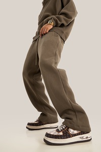 Pantalones de chándal con forro polar y capucha básica informal de otoño e invierno para hombre, traje deportivo de marca de moda americana
