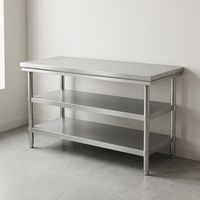 3-laags gepolijste 304 roestvrijstalen werktafel, zwaarbelastbaar, professionele keukenvoorbereidings-tafel voor restaurants en hotels, makkelijk schoon te maken, 300kg/m MST