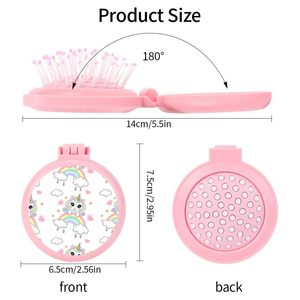 Fashionable <b>Plastic</b> Hair Brush with Makeup <b>Mirror</b> Best Sale Detangling Hairbrush Featuring Different Print Styles for Home Use - Product Image 2