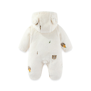 Venta al por mayor de fábrica/OEM Otoño Invierno bebé recién <span class=keywords><strong>nacido</strong></span> mono acolchado ropa polar capucha gruesa ropa de salida forrada polar - Product Image 4