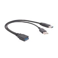 Câble d'extension USB3.0 femelle vers 2 USB mâles, double connecteurs, transmission de données haute vitesse, alimentation améliorée, cuivre sans oxygène