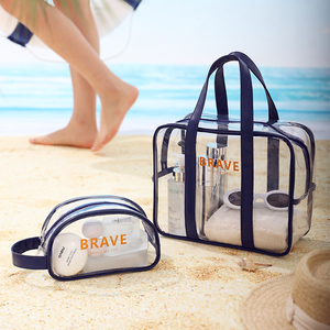 Bolsa de maquillaje de viaje, bolsa de playa con separación de seco y húmedo, bolsa impermeable para natación y fitness, bolsa transparente para maquillaje, bolsa de mano. - Product Image 1
