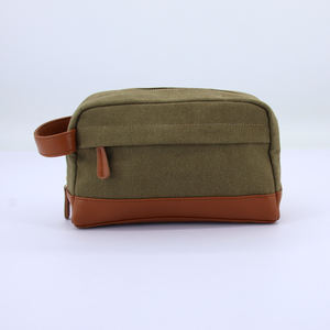 Оптовая продажа, индивидуальная дорожная холщовая мужская кожаная сумка для туалетных принадлежностей, косметичка, набор для бритья - Product Image 3