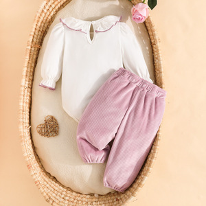 Otoño Invierno lindo oso patrón de manga larga bebé niña dulce traje <span class=keywords><strong>Joker</strong></span> pantalones transfronterizo exclusivo algodón diseño Floral - Product Image 2
