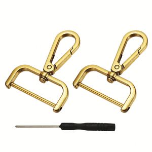 Mousquetons pivotants Yelarxi 1-1/2 pouce de diamètre intérieur, crochet à pression détachable avec barre à vis, anneau en D, en alliage de zinc, fabriqué en Chine (lot de 2, doré) - Product Image 1