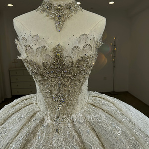 <b>Sparkly</b> Modern Organza Floor-Length Ball Gown Wedding Dresses Appliques Floral Print Crop <b>Top</b> Puffy Skirt Sweetheart Neckline - Product Image 2