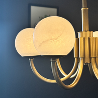 Lustre moderne en laiton et albâtre pour salle à manger, luminaire suspendu de luxe en verre et marbre, lustre moderne pour salle à manger