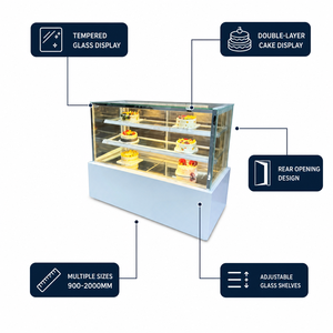 Réfrigérateur de boulangerie commercial en verre numérique sous comptoir avec <span class=keywords><strong>vitrine</strong></span> de présentation pour gâteaux et pâtisseries, dégivrage automatique - Product Image 5