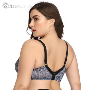 <span class=keywords><strong>Sujetador</strong></span> de Nailon <span class=keywords><strong>sin</strong></span> Relleno con Tres Hileras de Broches y Estampado para Mujeres de Talla Grande - Product Image 4
