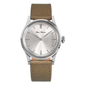 Reloj Mecánico de Lujo Personalizado de Acero Inoxidable con Esfera Color Salmón y Correa de Cuero para Hombre y Mujer - Product Image 2