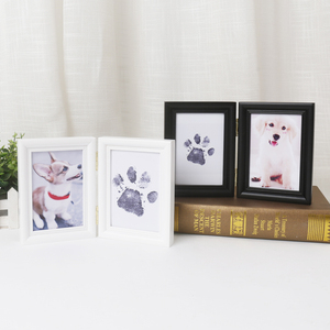 Cadeau pour les amoureux des chiens, kit de cadre photo avec <span class=keywords><strong>empreinte</strong></span> de <span class=keywords><strong>patte</strong></span> d'animal, moderne et élégant, en pin de Nouvelle-Zélande, imprimé UV, résistant aux traces de doigts - Product Image 1