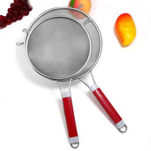 Stainless Steel Strainers Set 4 Pcs Red Handle Mesh Sieves For Kitchen Cooking Baking Filtering Food Prep - Product Image 2