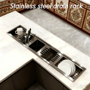 Égouttoir à vaisselle <span class=keywords><strong>encastrable</strong></span> en acier inoxydable personnalisable pour évier simple, avec <span class=keywords><strong>bac</strong></span> de récupération des eaux, fait main, pour armoire de <span class=keywords><strong>cuisine</strong></span> ou plan de travail, toutes tailles - Product Image 1