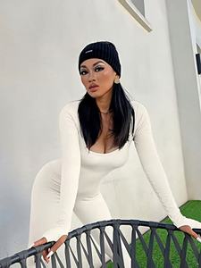 Nuevos <span class=keywords><strong>Monos</strong></span> de Manga Larga para <span class=keywords><strong>Mujer</strong></span> 2026, de Moda, para Otoño-Invierno, Ropa de Yoga, Tejidos, con Cuello Cuadrado, Estilo Casual, Ajustados, Color Liso - Product Image 4