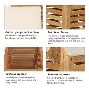 Muebles para Sala de Estar y Dormitorio, Taburete Otomano de Almacenamiento en Forma de Cubo de Madera Moderno, Pequeño y Portátil, con <span class=keywords><strong>Tapa</strong></span> Extraíble - Product Image 4