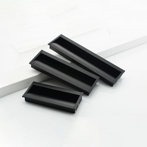 Furniture Hardware Accessories Modern Recessed Cabinet Handles Aluminum Bedroom Kitchen Matt <strong>Black</strong> Pull Handle <strong>Drawer</strong> Wardrobe - Product Image 1