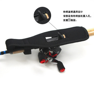 Bolsa de inserción para soporte de caña de pescar, tela Oxford negra, 36x10x1,5 cm, bolsa de cintura portátil para almacenamiento de cañas de pescar, para pesca en el mar - Product Image 1
