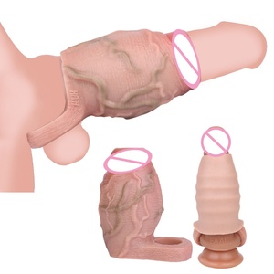 FAAK New Realistic Penis Sleeve Enlargement Wholesale Sheath Erotic Sex Toy Penis Sheath <b>Dildo</b> Sleeve Enlarge Customized for Men - Product Image 1