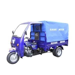 Wholesale Gasoline Three Wheeler Adult Cargo Enclosed Double Rear Wheel Tricycle